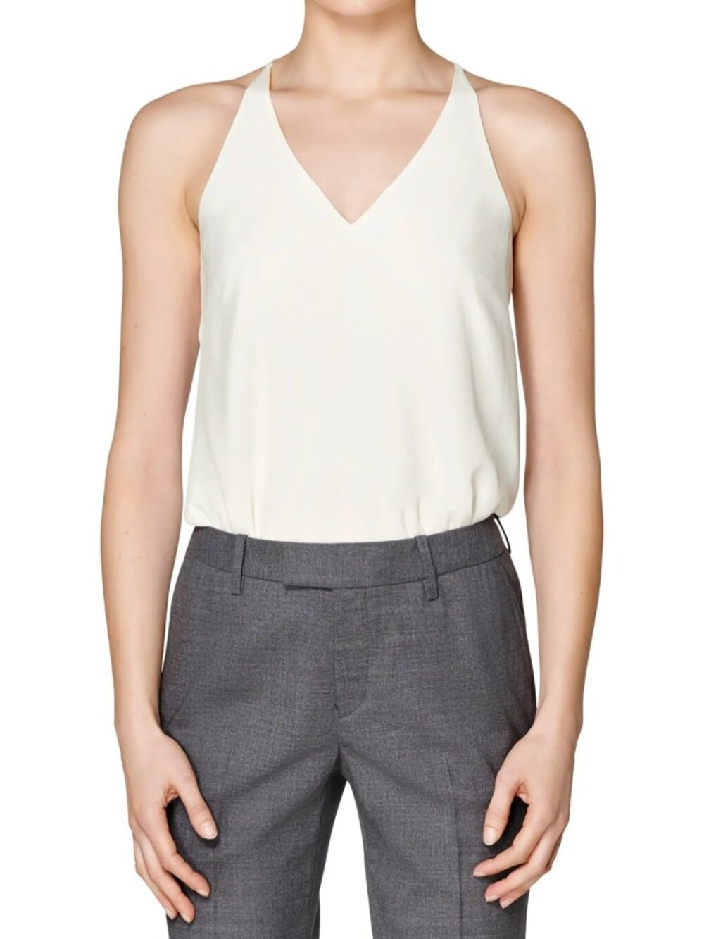 Suistudio Women's Rickie V-Neck Pure Silk Camisole Beige 4-6
